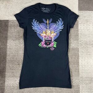 Hard Rock Hotel Shakira Tee Black Medium Women's Cotton Y2K Style Winged Guitar